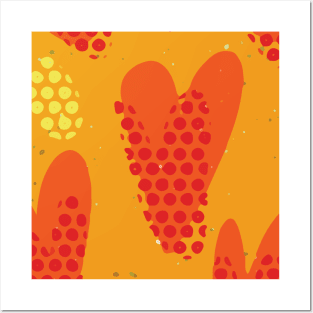 Bold Heart Abstract Background Design in Bright Orange Red Monotones GC-116-2 Posters and Art